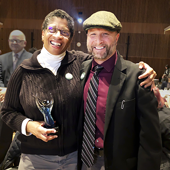 Camille O'Bryant and Dean Wendt celebrate O'Bryant receiving MLK award Jan. 16, 2019.