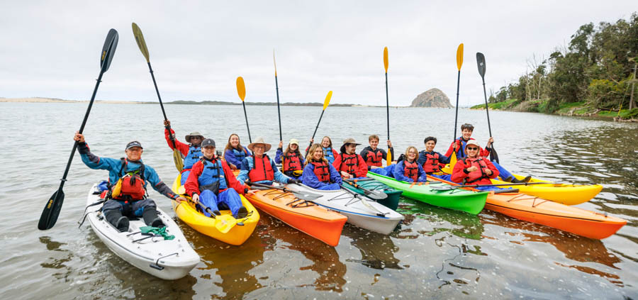 Cal Poly Adapted Paddling kayakers