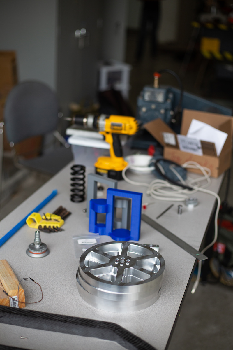 Materials for the build lying on a table
