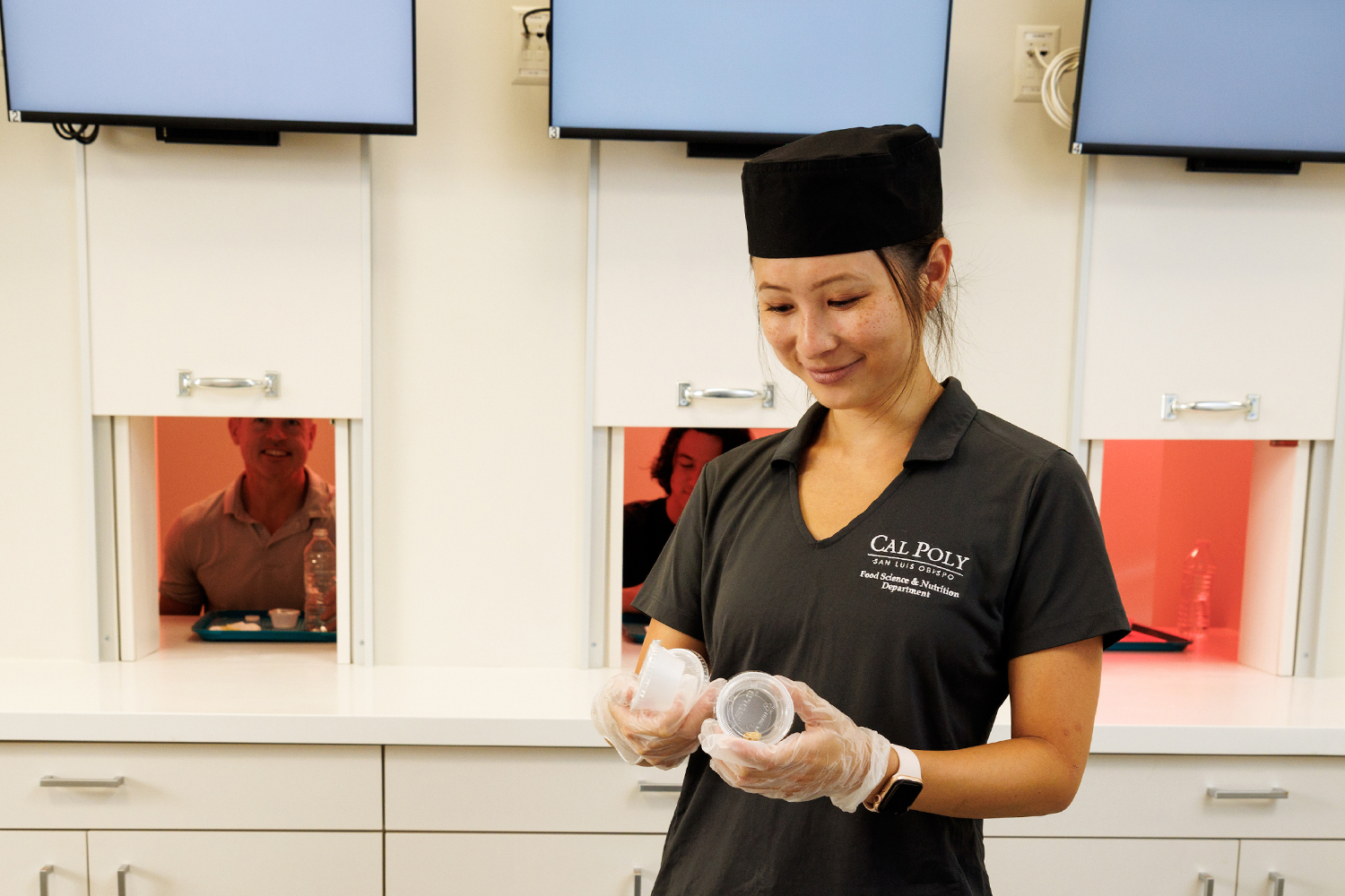 Student in the culinary and sensory lab iin the Frost Center