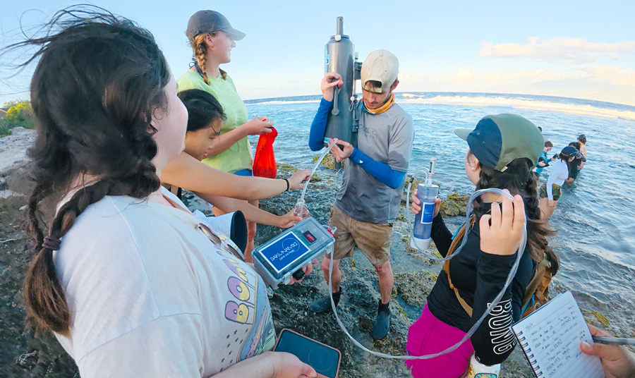 French Polynesia students with equipment