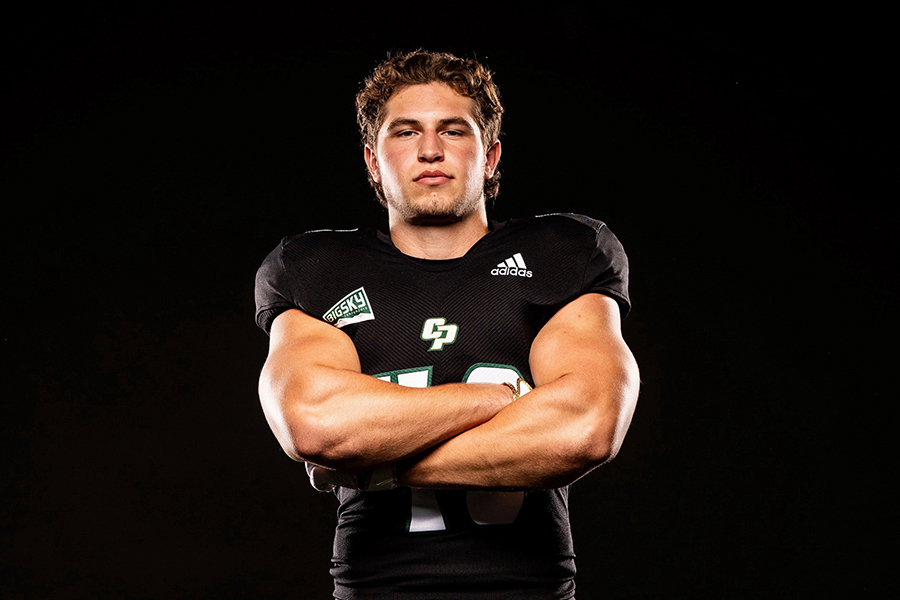 Portrait of Logan Foster in his football uniform