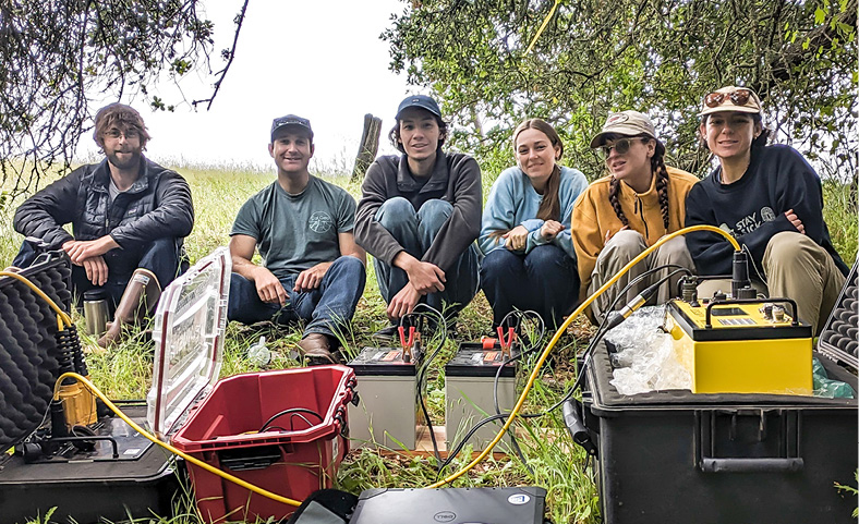 Cal Poly student researchers with resistivity equipment