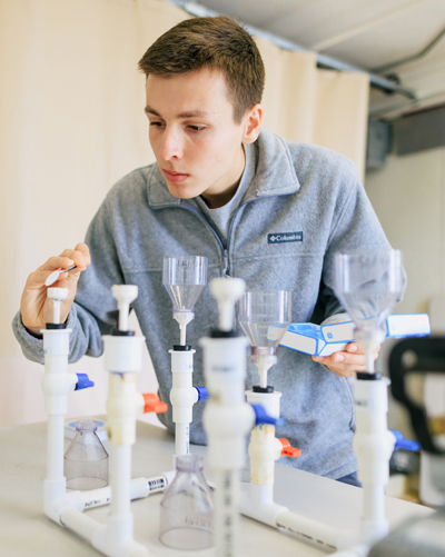 Jaden Hansen Cal Poly student testing seawater samples
