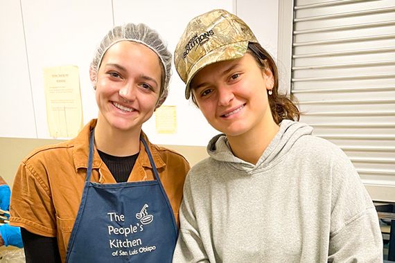 Cal Poly statistics student volunteering at People's Kitchen