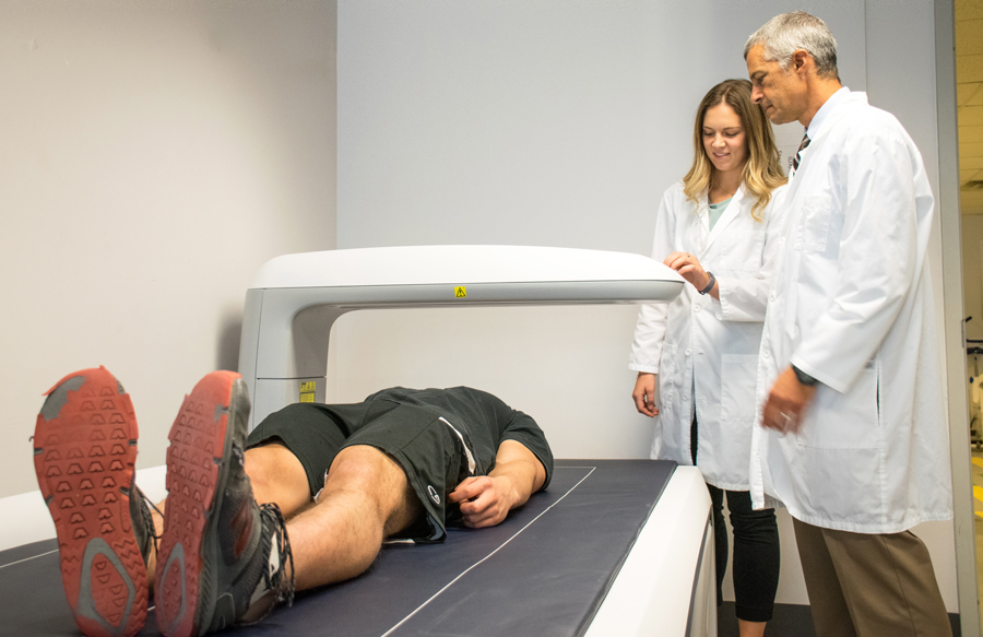 Student getting an xray