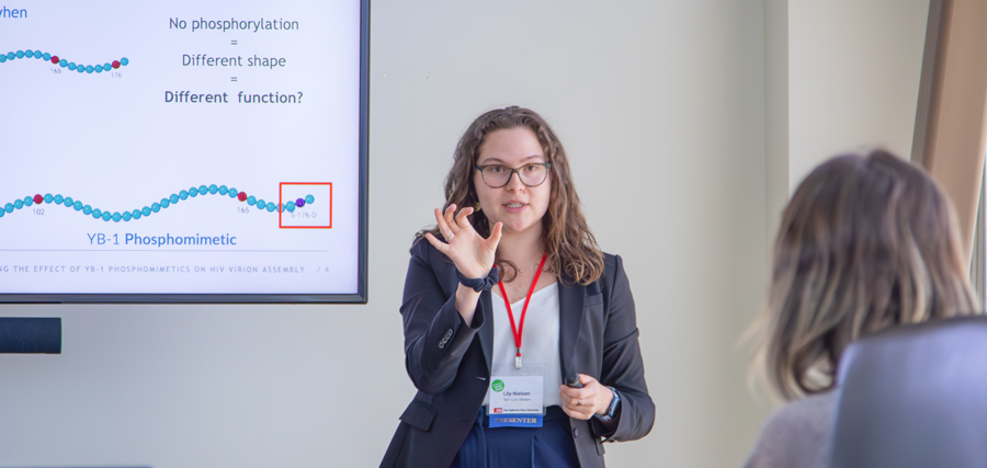 Student presenting at CSU Student Research Competition