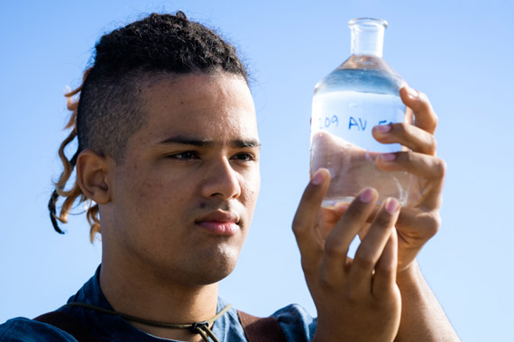 Marine science student at Cal Poly Pier