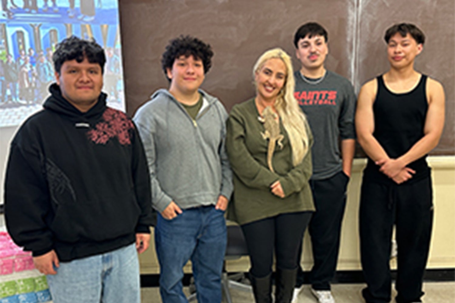 "Why I Teach" presenter Sharmin Eppley, a science and forensics teacher at Santa Maria High School, with some of her former students.