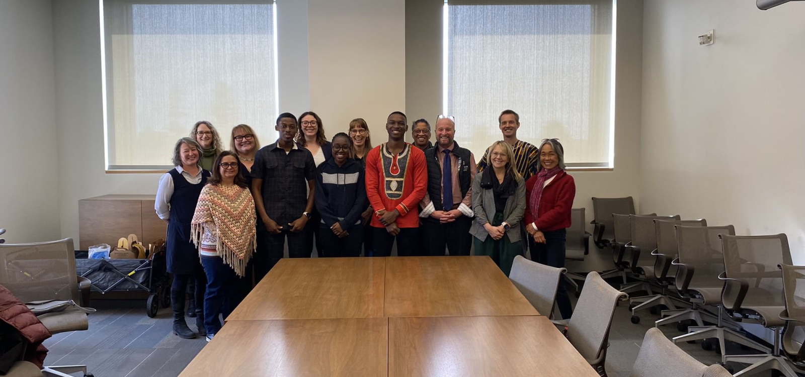African exchange students from Ashesi University in Ghana attending a lunch with the staff from the Bailey College of Science and Mathematics.