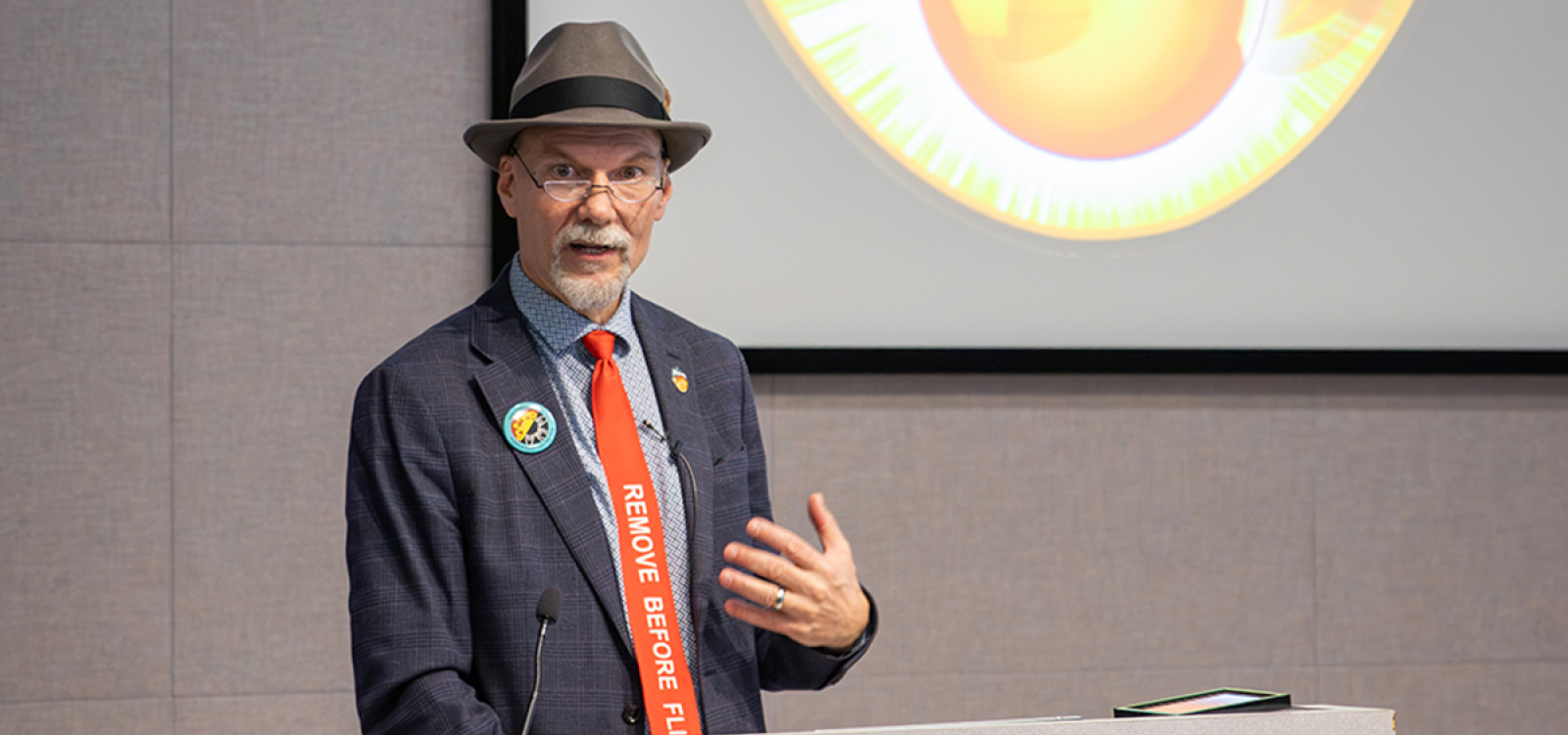 Dr. Craig DeForest speaks at a public astronomy event at Cal Poly ahead of NASA’s PUNCH mission launch.
