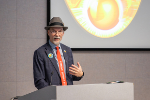 Dr. Craig DeForest speaks at a public astronomy event at Cal Poly ahead of NASA’s PUNCH mission launch.