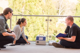 Matt Zoerb and Cal Poly students collecting air samples