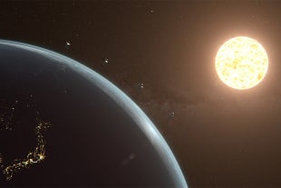 An illustration of the four PUNCH spacecraft in low Earth orbit, from NASA