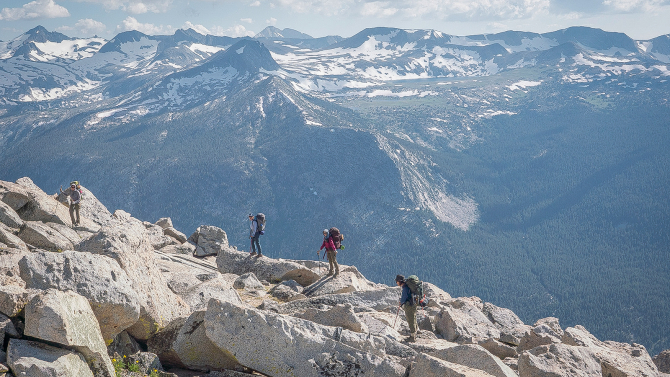 Cal Poly researchers hike the Kuna Crest to resurvey historic vegetation monitoring plots in Yosemite National Park to study alpine plant communities response to climate change.