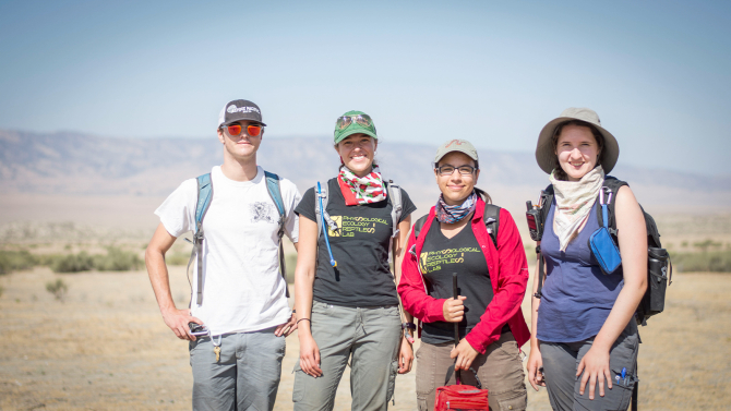 Frost Summer Undergraduate Student Research Program students studying reptiles in Carrizo Plain