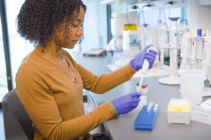 Biological sciences student Genesis Glover was selected as a Frost Research Scholar and also received the MLK Legacy Award for her leadership in Cal Poly’s Black Student Union.