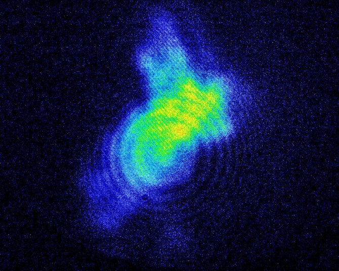 Image of ultracold atoms in the science chamber taken using a method known as absorption imaging.