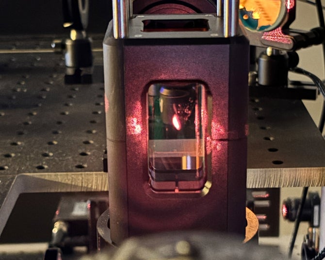 Ultracold atoms in an ultrahigh vacuum science chamber.